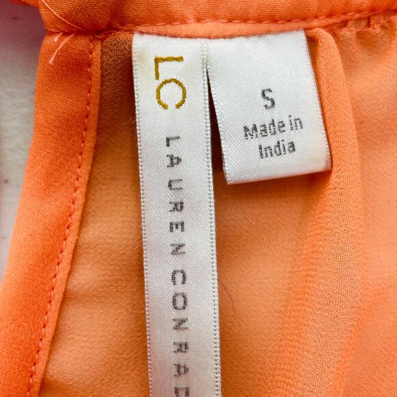 LC LAUREN CONRAD Orange Chiffon Embroidered Lightweight Sheer Top Blouse S - Picture 10 of 12